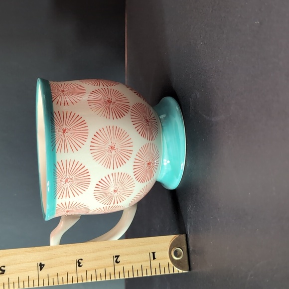 The Pioneer Woman Turquoise/Red Starburst Footed Happiness Mug. - Picture 8 of 8